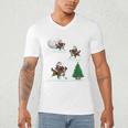 Xmas Lighting Tree Santa Riding Boston Terrier Christmas Men's V-Neck T-Shirt, novelty gifts, funny gifts