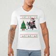 Xmas Tree Lighting Santa Riding Boston Terrier Christmas Men's V-Neck T-Shirt, novelty gifts, funny gifts