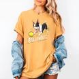 Ballaholic Boston Terrier Dog Chasing Bostie Ball Women's Comfort Colors T-Shirt Mustard