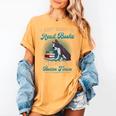 Boston Terrier American Gentleman Bibliophile Book Lover Women's Comfort Colors T-Shirt Mustard