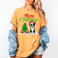 Boston Terrier Christmas Tree Lights Xmas Dog Lover Women's Comfort Colors T-Shirt Mustard