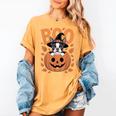 Boston Terrier Costume On Pumpkin Halloween Boston Terrier Women's Comfort Colors T-Shirt Mustard