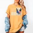 Boston Terrier Dog 4th Of July US American Flag Patriotic Women's Comfort Colors T-Shirt Mustard