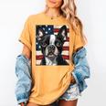 Boston Terrier Dog American Flag 4th Of July Patriotic Puppy Women's Comfort Colors T-Shirt Mustard