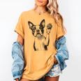 Boston Terrier Dog Raising Paw Idea Men Women Women's Comfort Colors T-Shirt Mustard