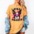 Boston Terrier Heart Glasses Girls Bostie Valentines Day Women's Comfort Colors T-Shirt Mustard