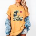 Boston Terrier Japanese Kanagawa Wave Surf Dog Women's Comfort Colors T-Shirt Mustard