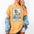 Boston Terrier Mom Skeleton Tarot Card Witch Vibes Dog Mom Women's Comfort Colors T-Shirt Mustard