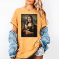Boston Terrier Mona Lisa Painting Art Dog Mom Dad For Men Women Kids Women's Comfort Colors T-Shirt Mustard