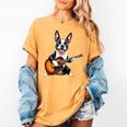 Boston Terrier Playing Guitar Boston Terrier Women's Comfort Colors T-Shirt Mustard