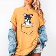 Boston Terrier In The Pocket Cute Pocket Boston Terrier Women's Comfort Colors T-Shirt Mustard