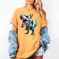 Boston Terrier Riding T-Rex Dinosaur Dog Lover Women's Comfort Colors T-Shirt Mustard