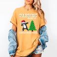 Boston Terrier Santa Hat Dabbing Around The Christmas Tree Women's Comfort Colors T-Shirt Mustard