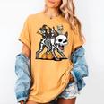 Boston Terrier Skeleton Mummy Witch Halloween Women's Comfort Colors T-Shirt Mustard