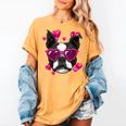 Boston Terrier Valentines Day Shirt Heart Dog Lover Women's Comfort Colors T-Shirt Mustard