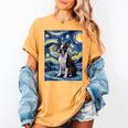 Boston Terrier Van Gogh Starry Night Women's Comfort Colors T-Shirt Mustard