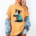 Father's Day Gift Dog Dad Boston Terrier i Love Dad Tattoo Women's Comfort Colors T-Shirt Mustard
