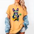Hawaiian Boston Terrier & Pineapple Ukulele Summer Vacation Women's Comfort Colors T-Shirt Mustard