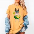 Hawaiian Boston Terrier Dog Pineapple Ukulele Summer For Men Women Girls Kids Women's Comfort Colors T-Shirt Mustard
