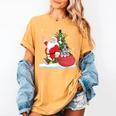 Santa Ugly Christmas Tree Lights Boston Terrier Dog Lover Women's Comfort Colors T-Shirt Mustard