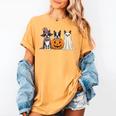 Spooky Ghost Boston Terrier Pumpkin Halloween Dog Lover Women's Comfort Colors T-Shirt Mustard
