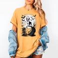 Spooky Halloween Moon Boston Terrier Boston Bull Bostie Women's Comfort Colors T-Shirt Mustard