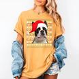 Ugly Xmas Sweater Santa Boston Terrier Dog Christmas For Men Women Kids Women's Comfort Colors T-Shirt Mustard