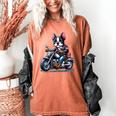 Biker Boston Terrier Dog Riding Motorbike Women's Comfort Colors T-Shirt Yam