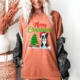 Boston Terrier Christmas Tree Lights Xmas Dog Lover Women's Comfort Colors T-Shirt Yam