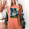Boston Terrier Dog Starry Night Painting Women's Comfort Colors T-Shirt Yam