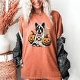 Boston Terrier Ghost Boo Halloween Costume Spooky Season Women's Comfort Colors T-Shirt Yam