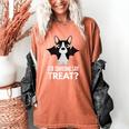 Boston Terrier Halloween Shirt Did Someone Say Treat Women's Comfort Colors T-Shirt Yam