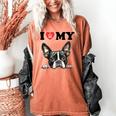 Boston Terrier I Heart My Dog Dog Lover Women's Comfort Colors T-Shirt Yam