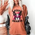 Boston Terrier Heart Glasses Girls Bostie Valentines Day Women's Comfort Colors T-Shirt Yam