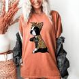 Boston Terrier Lover I Love Mom Tattoo Leopard Women's Comfort Colors T-Shirt Yam