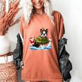 Boston Terrier Merry Christmas Tree Lights Dog X-Mas Dogs Women's Comfort Colors T-Shirt Yam