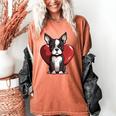 Boston Terrier Mom Dad Bostie Dog Lover Valentines Day Women's Comfort Colors T-Shirt Yam