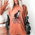 Boston Terrier Riding Bicycle Cute Bostie Biker Raglan Baseball Tee Women's Comfort Colors T-Shirt Yam