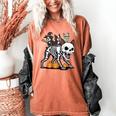 Boston Terrier Skeleton Mummy Witch Halloween Women's Comfort Colors T-Shirt Yam