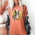 Cute Boston Terrier Spring Flower Garden Colorful Puppy Dog Women's Comfort Colors T-Shirt Yam