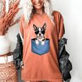 Cute Pocket Boston Terrier Lover Dog Mom Women's Comfort Colors T-Shirt Yam