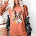 Floral Boston Terrier Women's Comfort Colors T-Shirt Yam