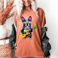 Hawaiian Boston Terrier & Pineapple Ukulele Summer Vacation Women's Comfort Colors T-Shirt Yam