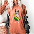 Hawaiian Boston Terrier Dog Pineapple Ukulele Summer For Men Women Girls Kids Women's Comfort Colors T-Shirt Yam