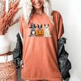 Spooky Ghost Boston Terrier Pumpkin Halloween Dog Lover Women's Comfort Colors T-Shirt Yam