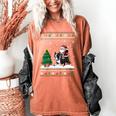 Ugly Christmas Tree Lights Xmas Santa Riding Boston Terrier Women's Comfort Colors T-Shirt Yam