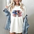 Boston Terrier Dad American Flag 4th Of July Dog Fathers Day Women's Comfort Colors T-Shirt Ivory