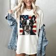 Boston Terrier Dog American Flag 4th Of July Patriotic Puppy Women's Comfort Colors T-Shirt Ivory
