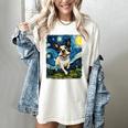 Boston Terrier Dog Starry Night Painting Women's Comfort Colors T-Shirt Ivory