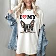 Boston Terrier I Heart My Dog Dog Lover Women's Comfort Colors T-Shirt Ivory